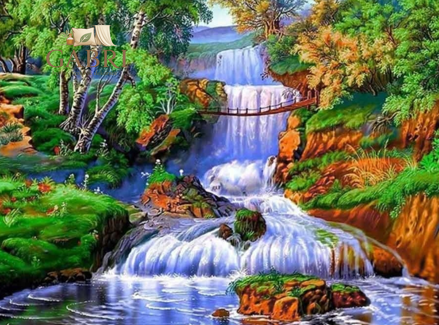 NORIMPEX Diamantové malování Vodopád v lese 30x40cm