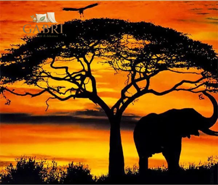 NORIMPEX Diamantové malování Slon při západu slunce 30x40cm