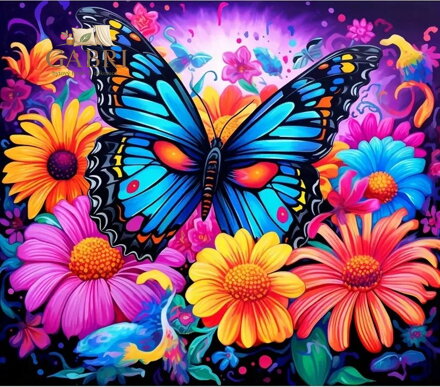 NORIMPEX Diamantové malování Motýl mezi květinami 30x40cm