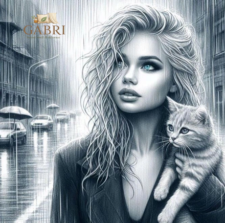 NORIMPEX Diamantové malování Modrooká žena s kočkou 30x40cm