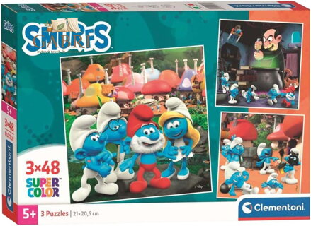 CLEMENTONI Puzzle Šmoulové 3x48 dílků