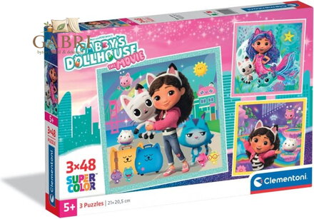 CLEMENTONI Puzzle Gábinin kouzelný domek 3x48 dílků