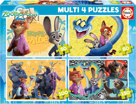 EDUCA Puzzle Zootropolis 2, 4v1 (50,80,100,150 dílků)