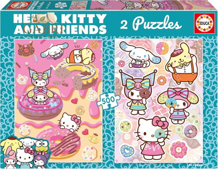 EDUCA Puzzle Hello Kitty s přáteli: Donuty 2x500 dílků