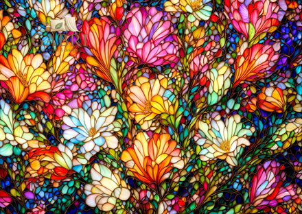 ENJOY Puzzle Abstraktní vitrážová květinová zahrada 1000 dílků
