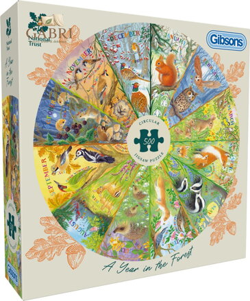 GIBSONS Kulaté puzzle Rok v lese 500 dílků