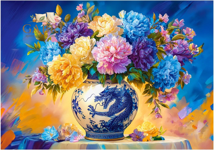 CASTORLAND Puzzle Květiny v čínském porcelánu 500 dílků