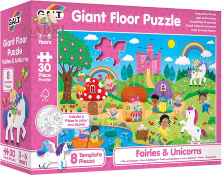 GALT Obří podlahové puzzle Víly a jednorožci 30 dílků