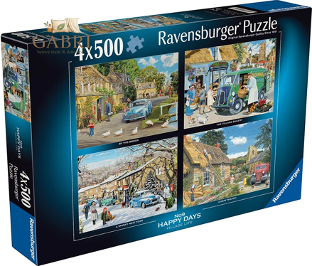 RAVENSBURGER Puzzle Happy Days č.9: Vesnický život 4x500 dílků