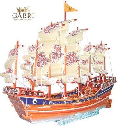 WOODEN TOY , WCK 3D puzzle Plachetnice Dynastie Ming barevná