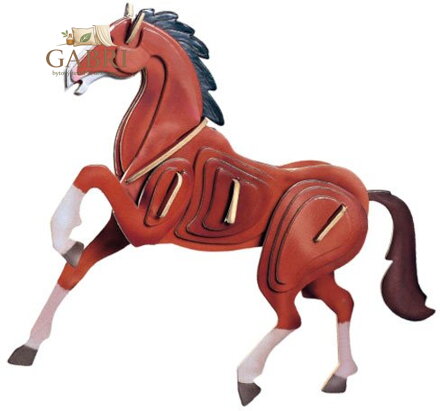 WOODEN TOY , WCK 3D puzzle Kůň barevný
