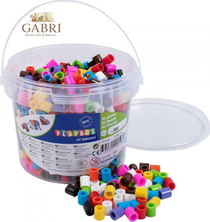 PLAYBOX Zažehlovací korálky v kbelíku XL - základní barvy 900ks
