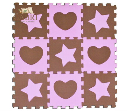 SUN TA TOYS Pěnové puzzle Hvězdy a srdce růžové S4 (30x30)