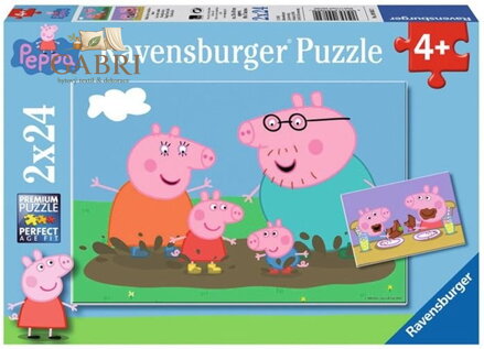 RAVENSBURGER Puzzle Prasátko Pepina: Šťastný rodinný život 2x24 dílků