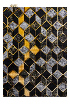 Kusový koberec Gloss 400B 86 3D geometric black/gold