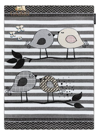Dětský kusový koberec Petit C549 Birds grey