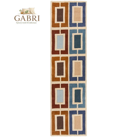 Ručně všívaný běhoun Illusion Retro Blocks Blue/Multi