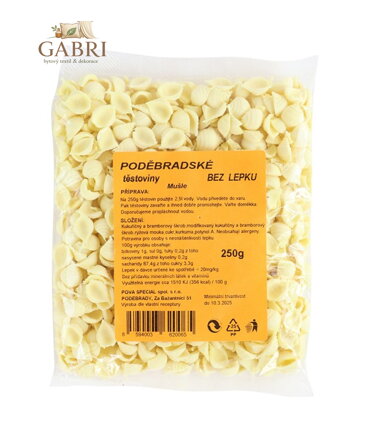 Bezlepkové těstoviny mušle 250g POVA bez lepku 2185