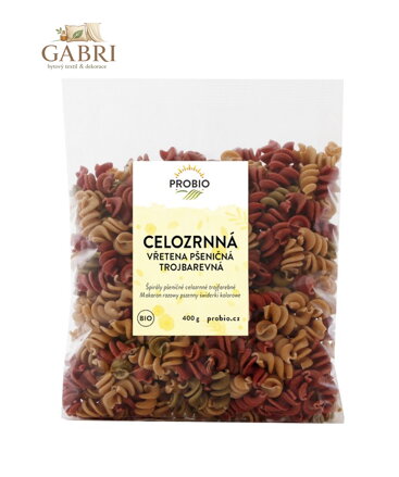 Těstoviny pšeničné vřetena tříbarevná celozrnná BIO 400g Probio 2636