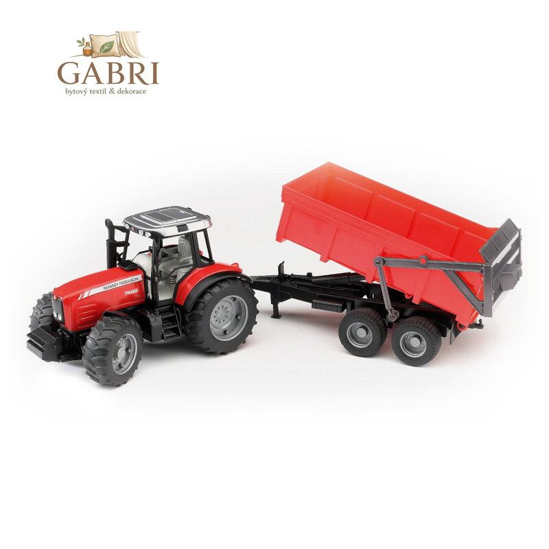 Bruder Traktor MASSEY FERGUSON se sklopným vozem červený