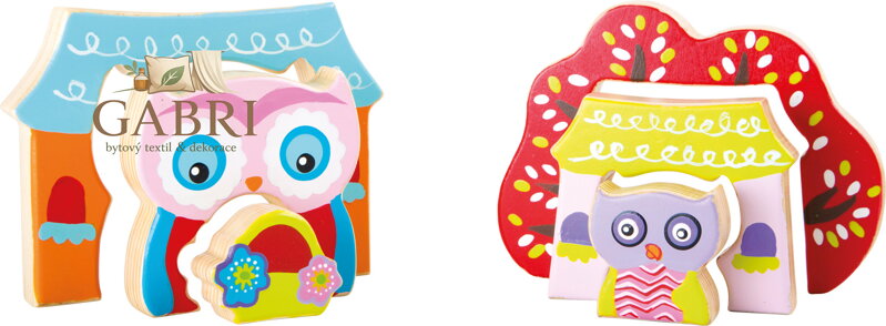 Small Foot Dřevěné 3D puzzle sovičky v domečku