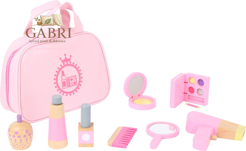 small foot Dětská kosmetická taštička růžová s dřevěnými doplňky