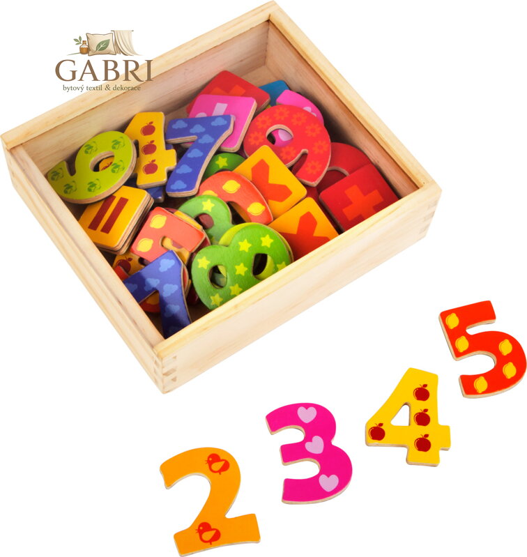 small foot Dřevěné barevné magnetické číslice 40ks