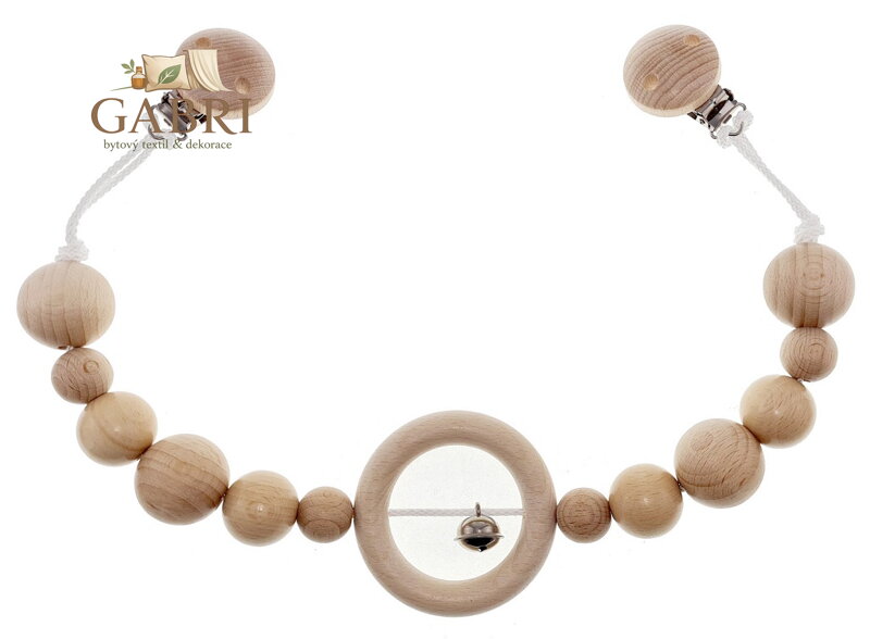 Hess Řetízek na kočárek s rolničkou přírodní dlouhý