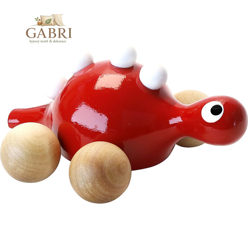Vilac Dřevěný dinosaurus na kolečkách červený