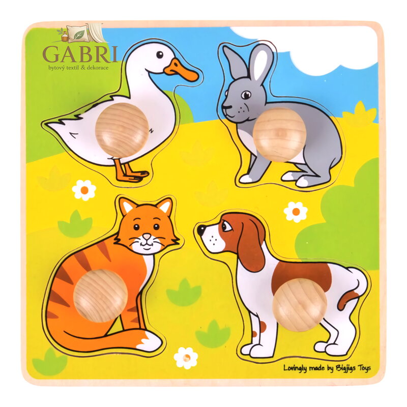Bigjigs Toys Vkládací puzzle domácí zvířátka