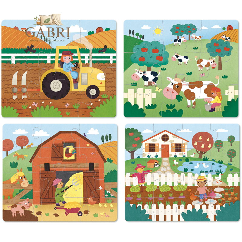 Vilac Dřevěné puzzle Farma 4 v 1