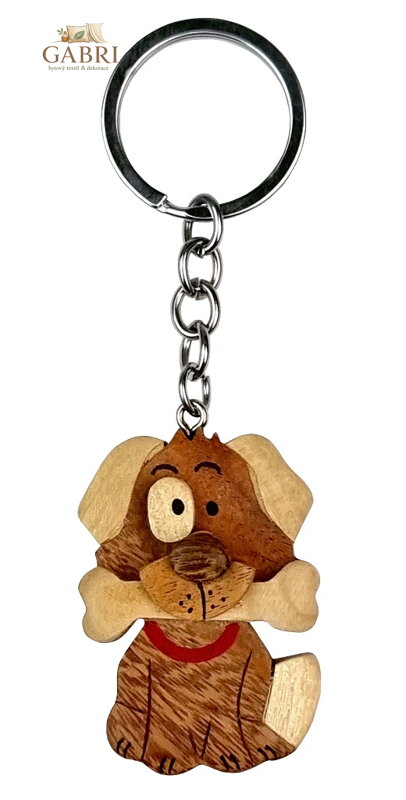2Kids Toys Dřevěná klíčenka velká Pes s kostí