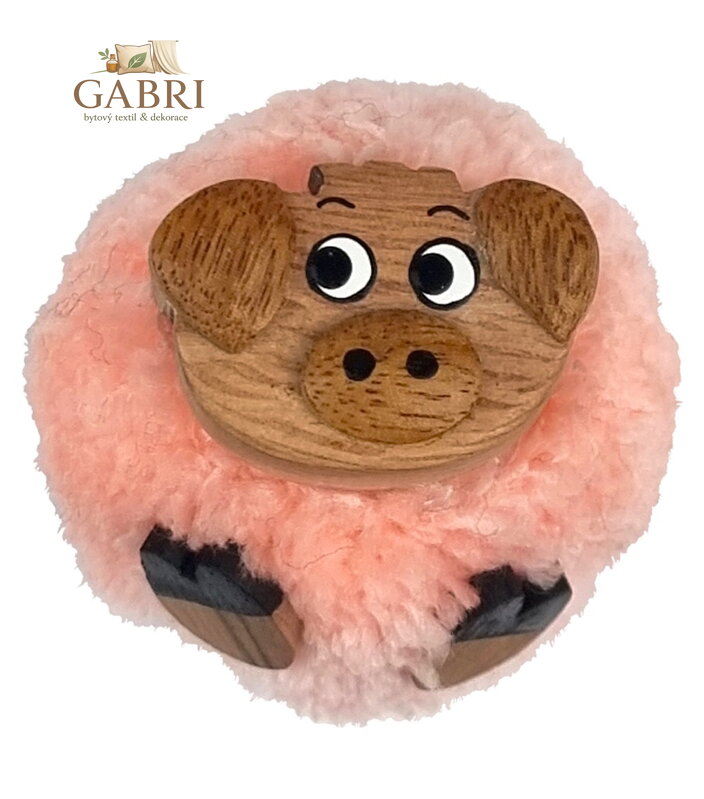 2Kids Toys Dřevěná magnetka velká pompon Prase