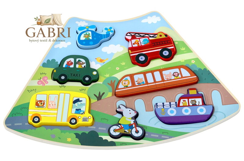 2Kids Toys Dřevěné puzzle Dopravní prostředky propojitelné