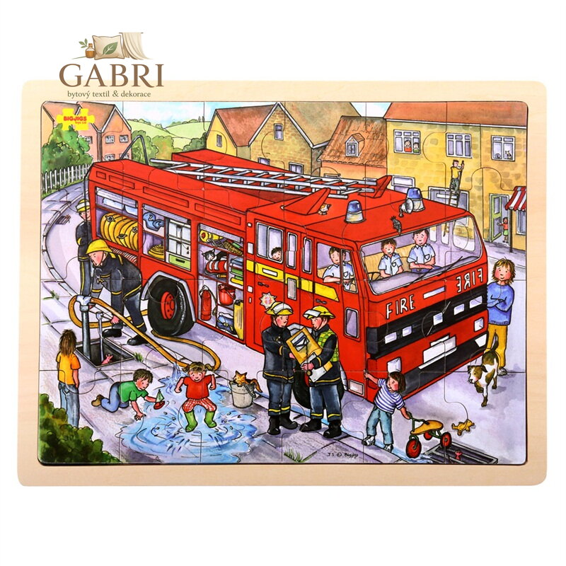 Bigjigs Toys Dřevěné puzzle hasiči 24 dílků