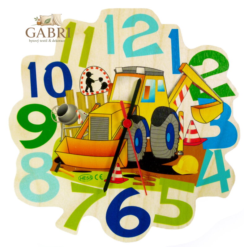 Hess Dětské dřevěné hodiny bagr