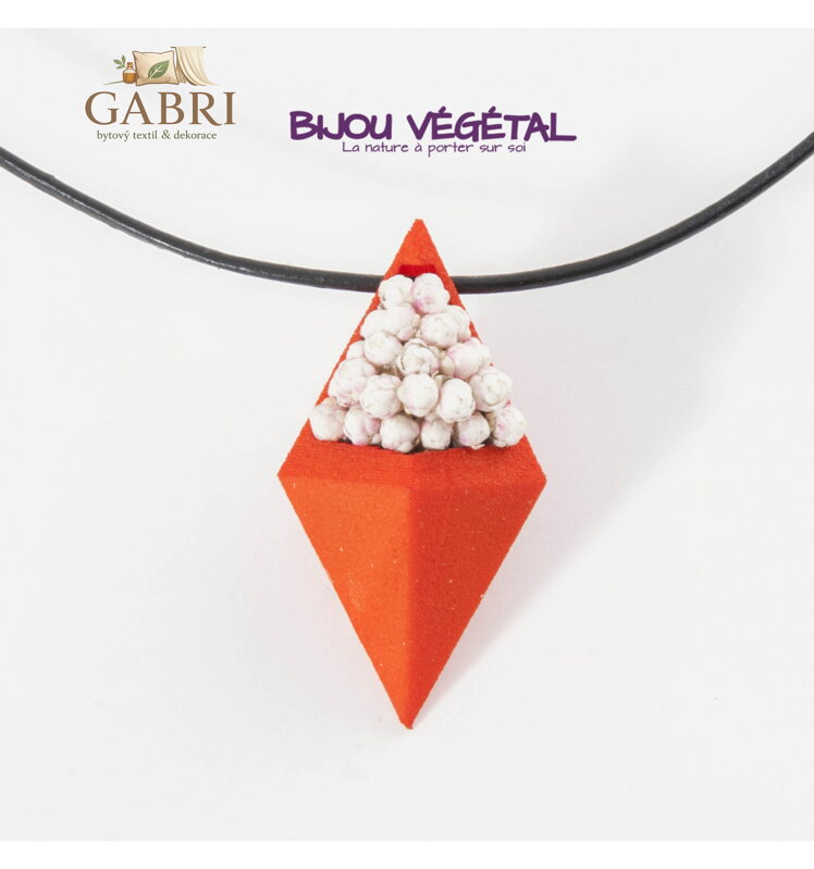 Živé šperky - Náhrdelník Diamant oranžový s trvalými bílými květy