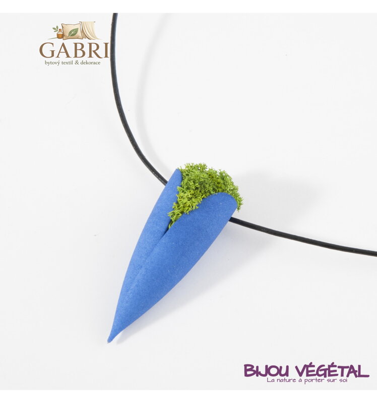 Živé šperky - Náhrdelník Tulipán modrý s lišejníkem