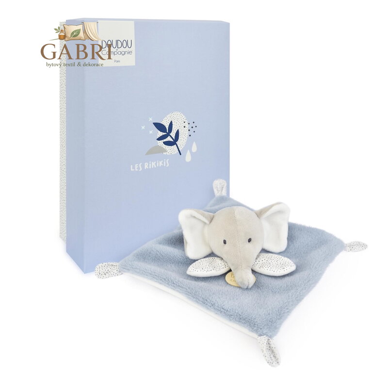 Doudou Plyšový muchláček modrošedý Slon 19 cm