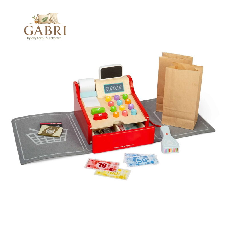 Bigjigs Toys Dětská dřevěná pokladna