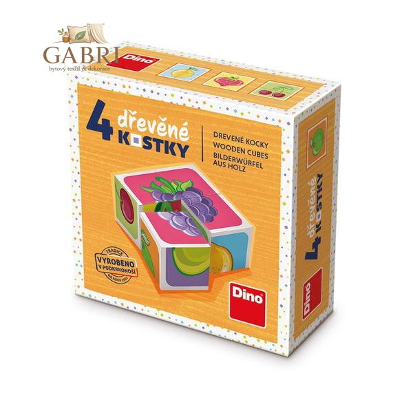 Dino Dřevěné kostky Ovoce 4 ks