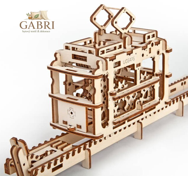 Ugears 3D dřevěné mechanické puzzle Kabinová lanovka s tratí