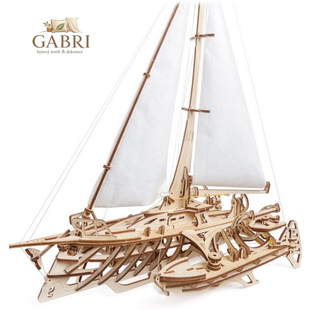 Ugears 3D dřevěné mechanické puzzle Plachetnice Merihobus (trimarán)