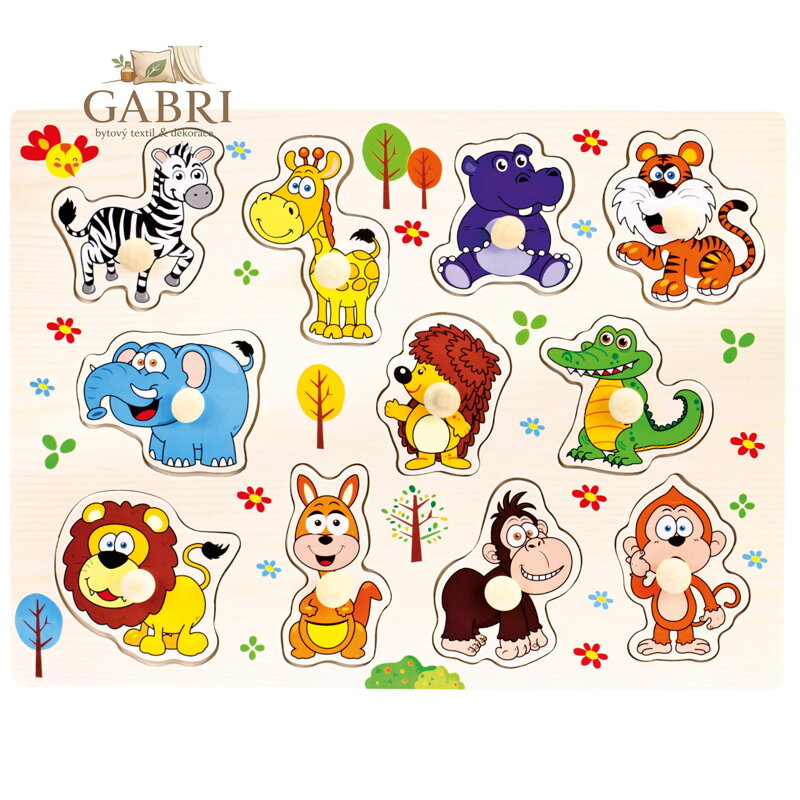 Bino Dřevěné puzzle safari 11 dílků