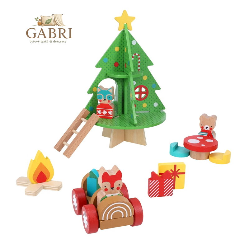 Petit Collage Dřevěná hrací sada Vánoční domeček