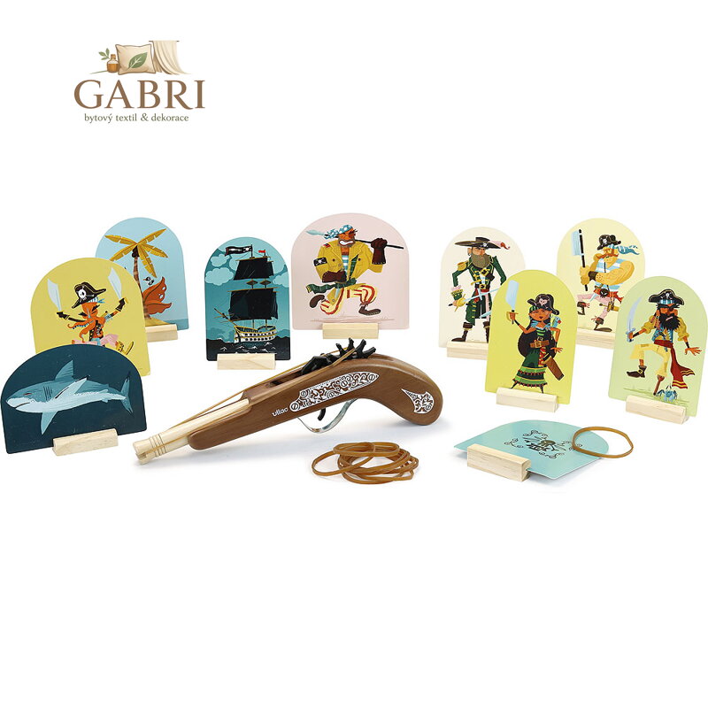 Vilac Dřevěná pirátská pistol s gumičkami a terči