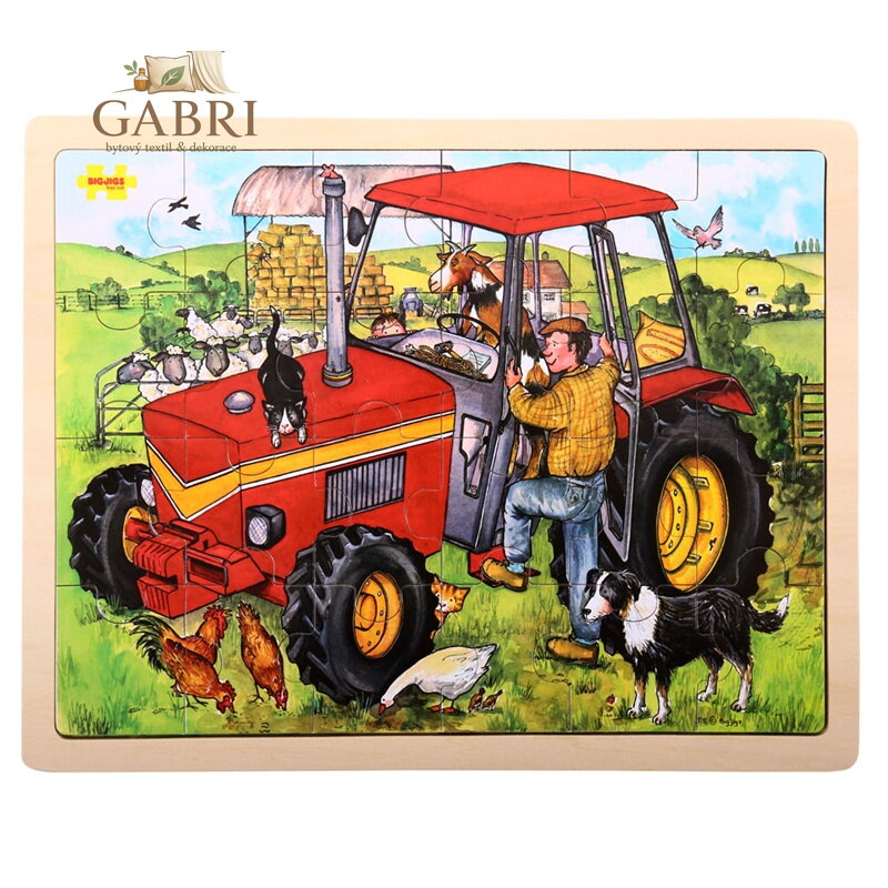 Bigjigs Toys Dřevěné puzzle traktor 24 dílků
