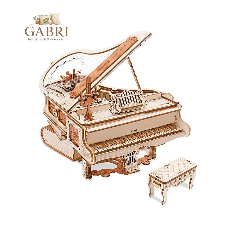 RoboTime 3D dřevěná skládačka hrací skříňky Kouzelné piano (mechanický pohon) - poškozený obal