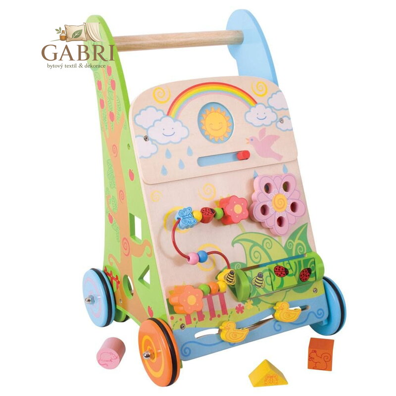 Bigjigs Baby Dřevěné aktivní chodítko Zahrada