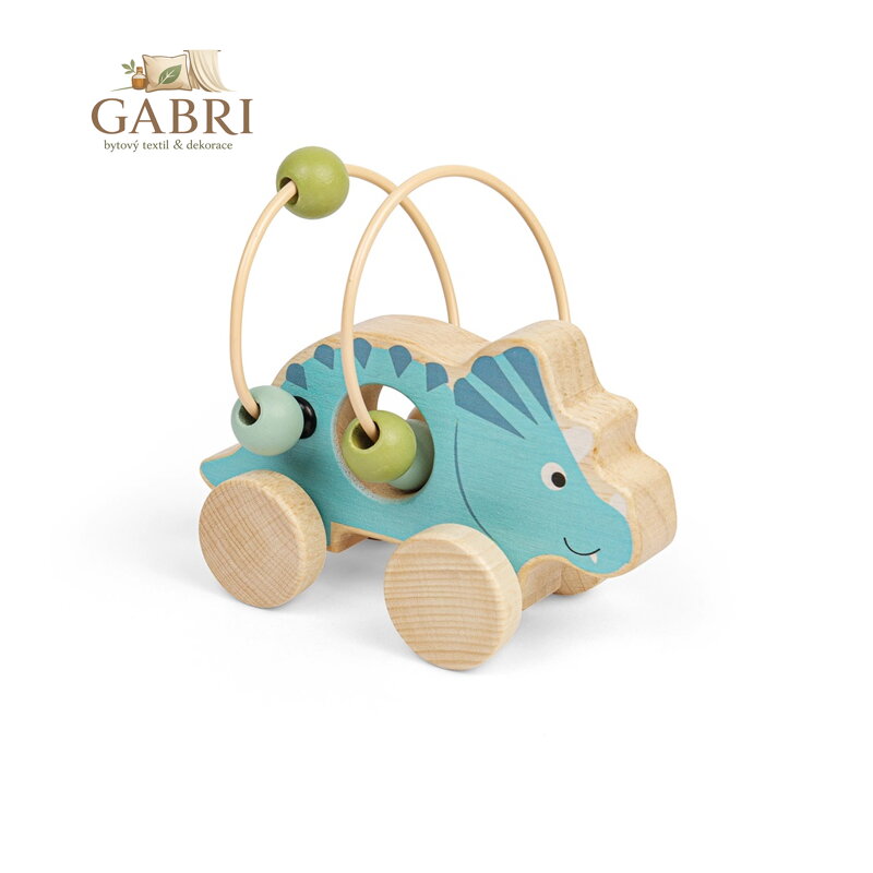 Bigjigs Toys Triceratops na kolečkách s korálkovým labyrintem